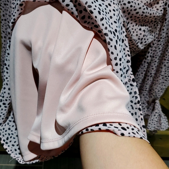 1. STATE LONG SLEEVE BLOUSE  PINK BLACK SIZE LARGE VNECK CAREER BUSINESS DRESSY - Picture 6 of 8